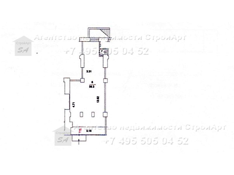 7612 Аренда помещения в формате стрит ритейл 57,4 кв.м Дубровка, Шарикоподшипниковская ул. 32